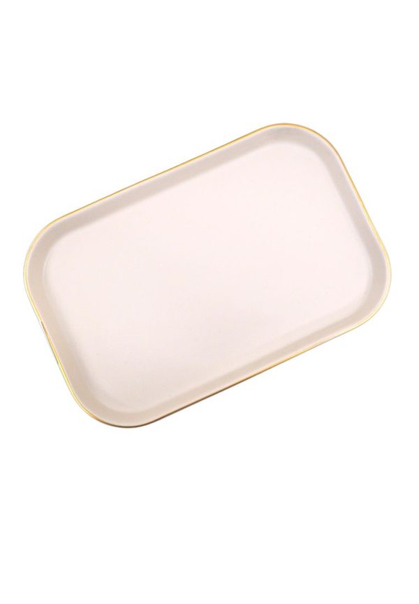 Cuisson Small Rectangular Ceramic Plate with Gold Rim 14 x 11 x 3cm Online