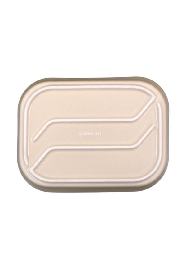 Cuisson Rectangular Ceramic Deep Plate with Gold Rim 14 x 11 x 4cm For Discount