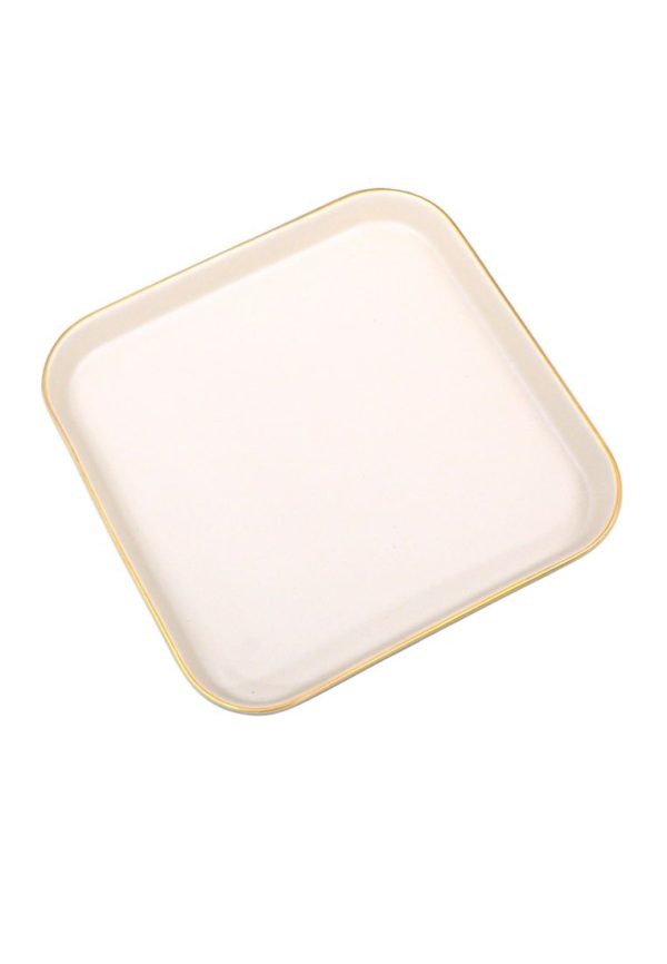 Cuisson Large Square Ceramic Plate with Gold Rim 21 x 21 x 3cm Online now