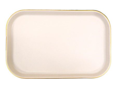 Cuisson Small Rectangular Ceramic Plate with Gold Rim 14 x 11 x 3cm Online