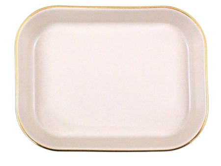 Cuisson Rectangular Ceramic Deep Plate with Gold Rim 14 x 11 x 4cm For Discount