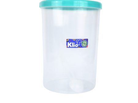 Klio Round Tall Clear Canister 2L with Lid and Scooper 13 x 13 x 19cm Hot on Sale