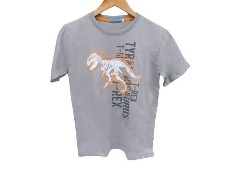 Kidscapade B Short Sleeves T-Shirt with Skeletal T-Rex Print - Light Gray Online now