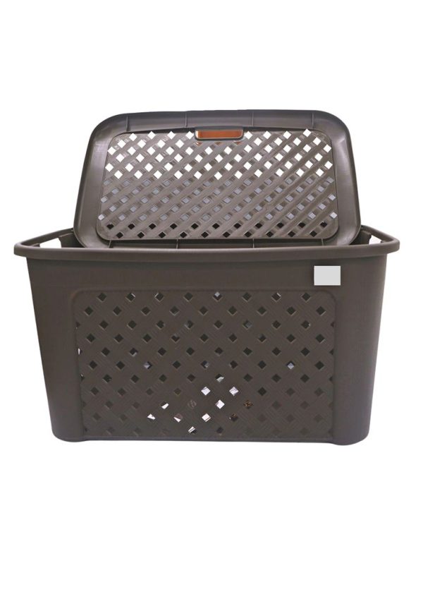 Cascade Weave Basket with Lid For Sale